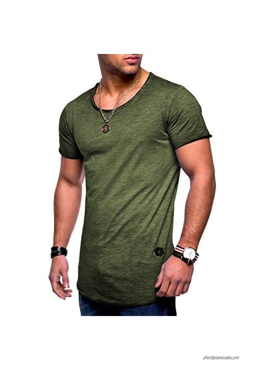behype. Men's Basic Crewneck Casual Fashion Hipster T-Shirt Muscle Longline Tee Casual Premium Top MT-7103