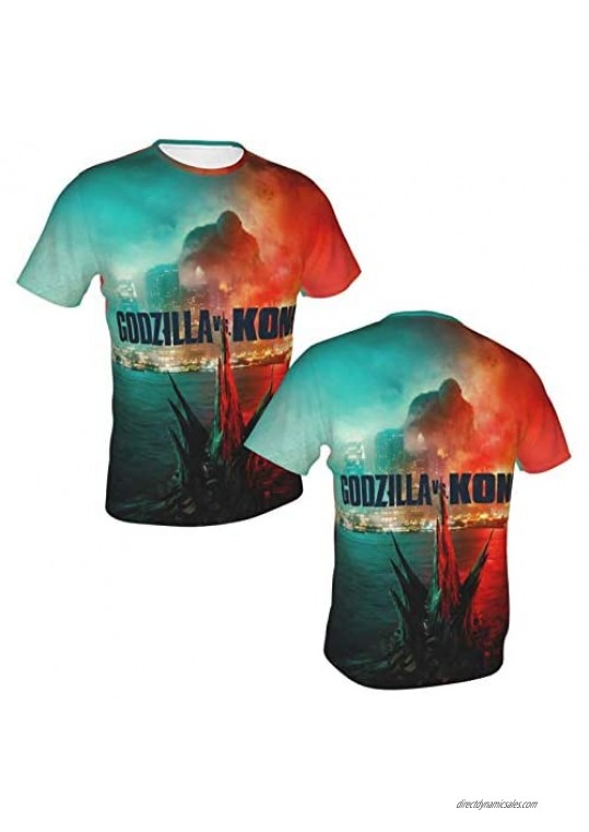 meiystyle Godzilla VS King Kong T-Shirt Men's 3D Printed Shirt Short Sleeve Tee Tops