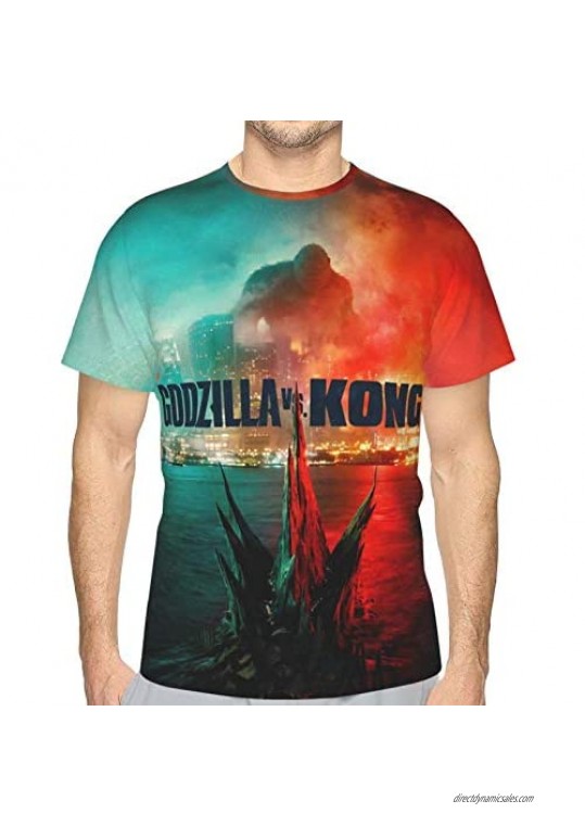 meiystyle Godzilla VS King Kong T-Shirt Men's 3D Printed Shirt Short Sleeve Tee Tops
