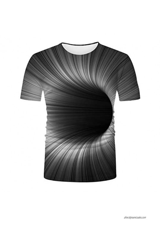 Men's 3D Graphic Optical Illusion T-Shirt Print Short Sleeve Daily Tops Basic Round Neck