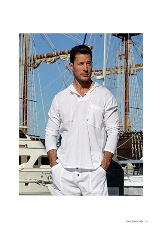 Pure Cotton Men's White Shirt- 100% Cotton Casual Hippie Shirt Long Sleeve Beach Yoga Top | The Perfect Summer Shirts for Men