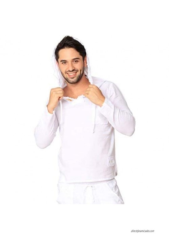 Pure Cotton Men's White Shirt- 100% Cotton Casual Hippie Shirt Long Sleeve Beach Yoga Top | The Perfect Summer Shirts for Men