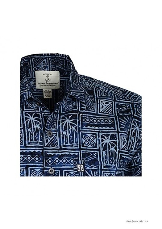 Artisan Outfitters Mens Outer Banks Batik Cotton Shirt (LT Midnite Blue) A0214-02-LT