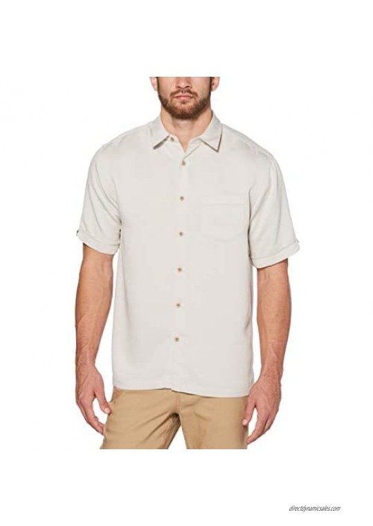 Cubavera Men's Short Sleeve Tonal Stitching Button-Down Cuban Camp Shirt