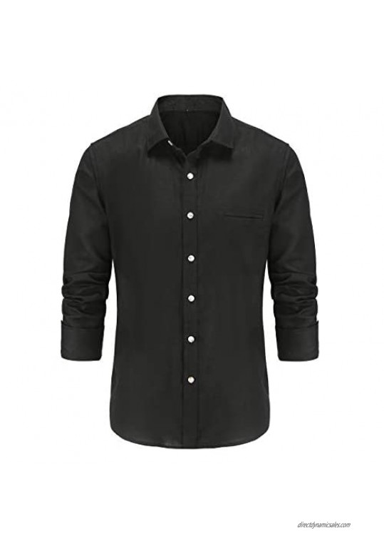 Dioufond Linen Shirts for Men Long Sleeve Camisas de Hombre Lino