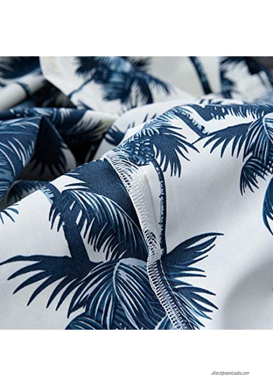 Lu's Chic Men's Hawaiian Shirt Collared Shirts Button Down Short Sleeve Beach Aloha Tropical
