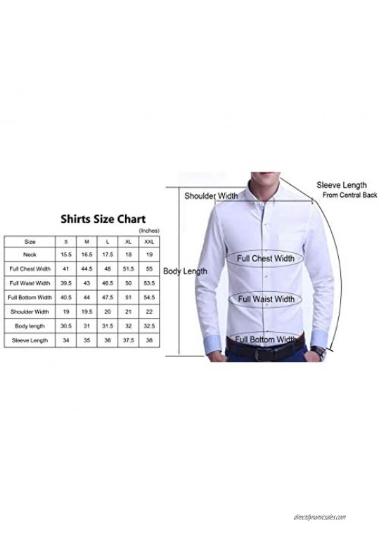 Mens Dress Shirts Wrinkle Free Regular Fit Long Sleeve Bamboo Casual Button Down Shirts