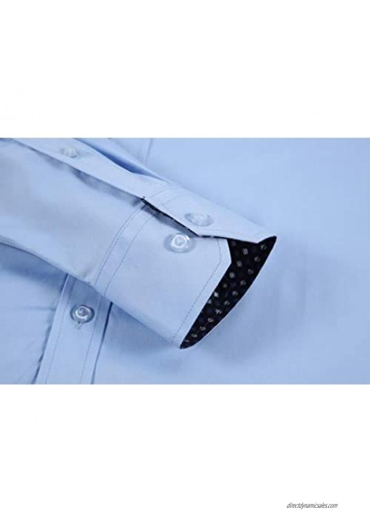 Mens Dress Shirts Wrinkle Free Regular Fit Long Sleeve Bamboo Casual Button Down Shirts