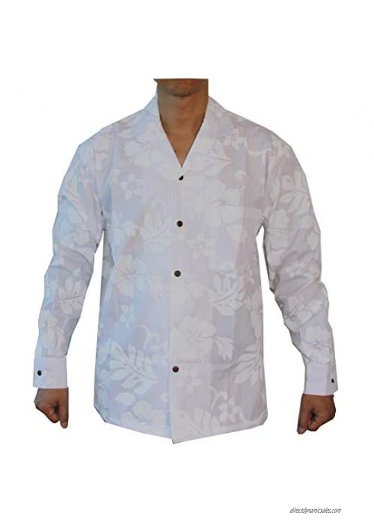 Men's Long Sleeve Classsic Hibiscus Luau Cruise Hawaiian Aloha Shirt