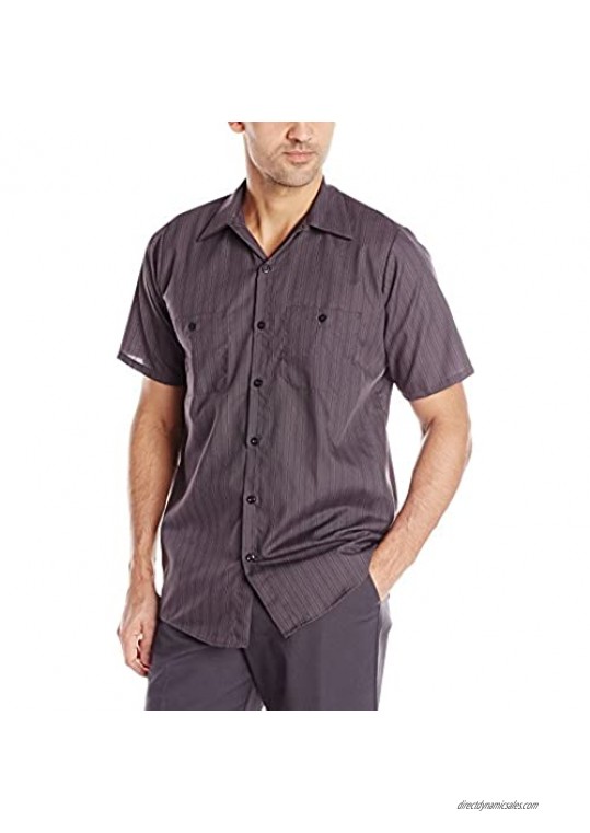Red Kap Men's Tall Size Industrial Stripe Work Shirt  Regular Fit  Short Sleeve