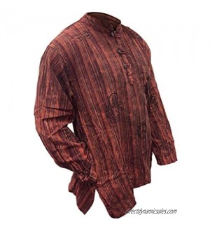 SHOPOHOLIC FASHION Mens Stonewashed Striped Grandad Shirt