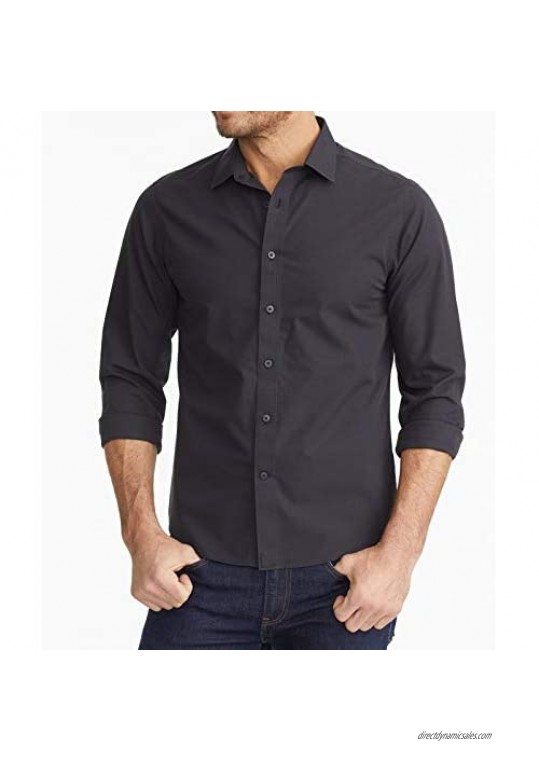 UNTUCKit Black Stone Wrinkle Free - Untucked Shirt for Men Long Sleeve Black Medium Regular Fit