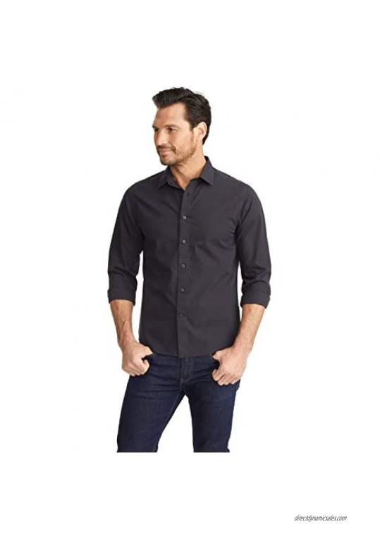 UNTUCKit Black Stone Wrinkle Free - Untucked Shirt for Men  Long Sleeve  Black  Medium  Regular Fit