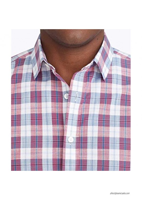 UNTUCKit Denner Wrinkle Free - Untucked Shirt for Men Long Sleeve Plaid Red
