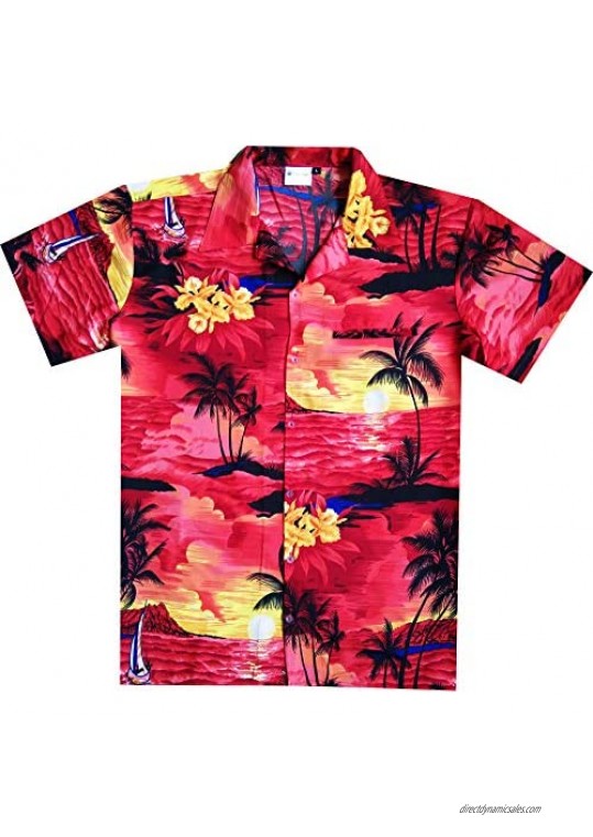 Virgin Crafts Hawaiian Shirt for Men Aloha Beach Red M