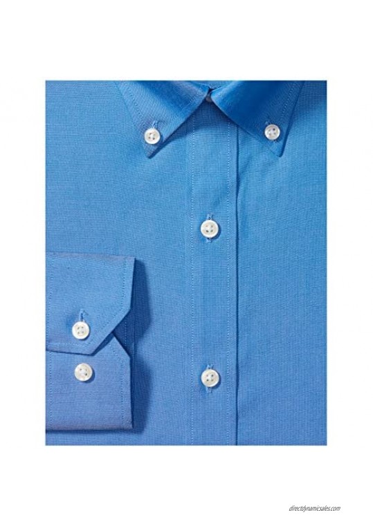 Brand - Buttoned Down Men's Tailored-Fit Button Collar Pinpoint Non-Iron Dress Shirt French Blue 17.5 Neck 37 Sleeve
