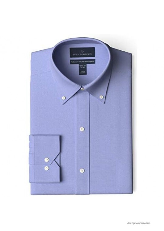  Brand - Buttoned Down Men's Tailored-Fit Button Collar Pinpoint Non-Iron Dress Shirt  Blue  15" Neck 34" Sleeve