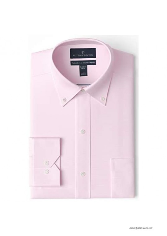  Brand - Buttoned Down Men's Tailored-Fit Button Collar Pinpoint Non-Iron Dress Shirt  Light Pink  18.5" Neck 38" Sleeve