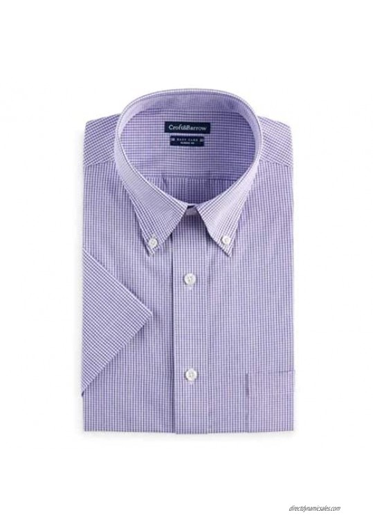 Croft & Barrow Mens Classic Fit Short Sleeve Button-Down Dress Shirt Sizes Purple