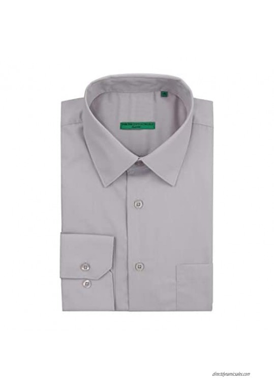 DTI BB Signature Men's Modern Classic Fit 2 Ply Pure Cotton Solid Dress Shirt