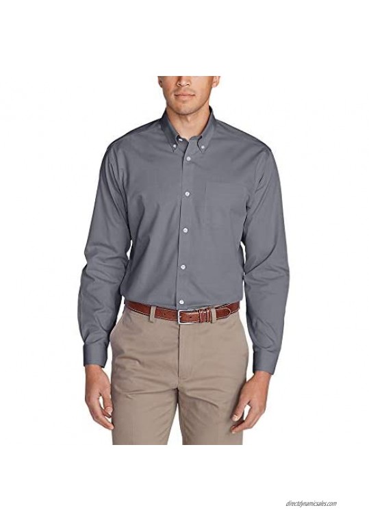Eddie Bauer Men's Wrinkle-Free Classic Fit Long-Sleeve Pinpoint Oxford Shirt - Solid  Lead  XXL
