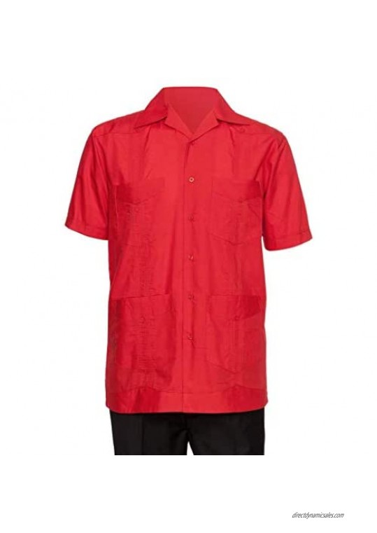 Gentlemens Collection Mens Short Sleeve Cotton Blend Guayabera Shirt