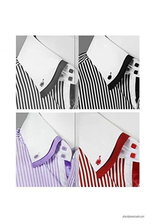 George's Casual Button Down Double Collar Striped Dress Shirt AH606