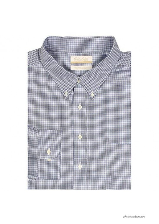 Gold Label Men's Big and Tall Non-Iron Wrinkle-Resistant Easy-Care Cotton Twill Dress Shirt Button-Down Collar