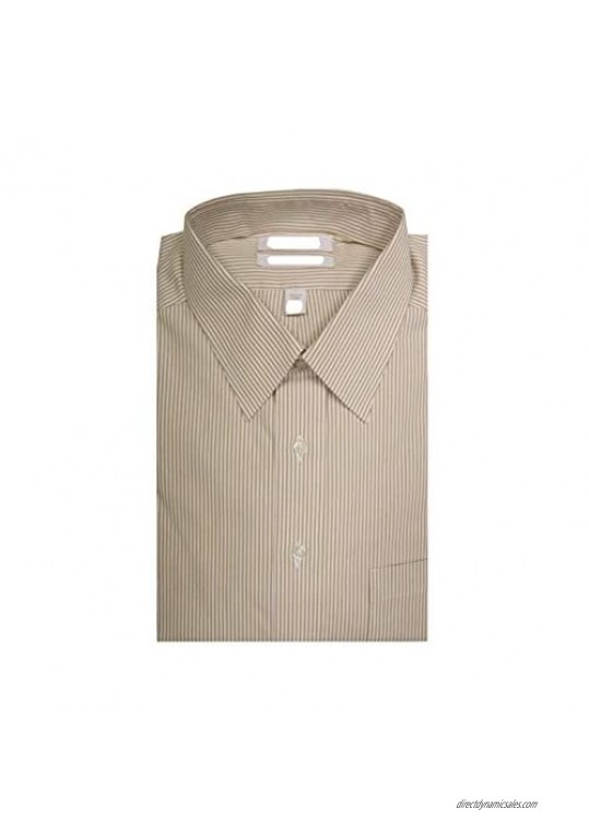 Gold Label Roundtree & Yorke Non-Iron Fitted Point Collar Stripe Dress Shirt F85DG147 Khaki