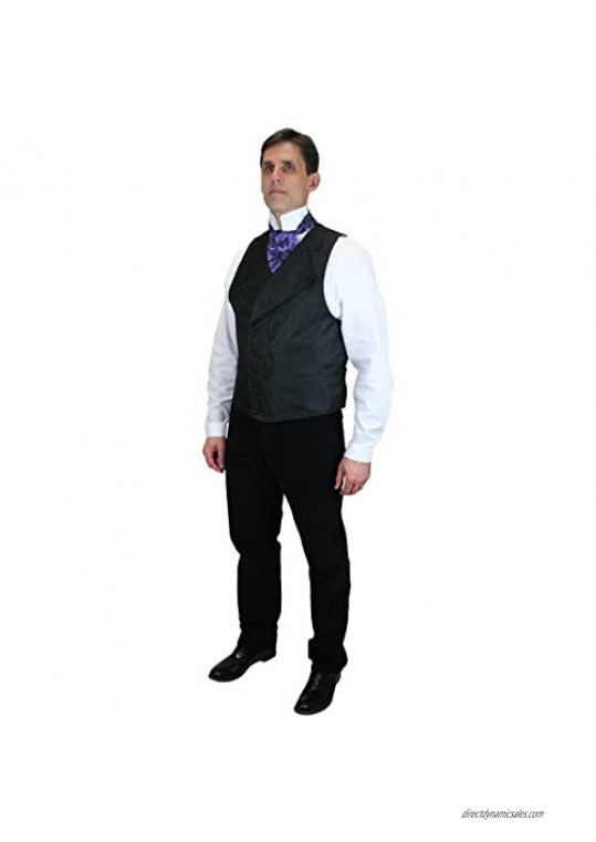 Historical Emporium Men's Pleated Victorian High Collar Stud/Cufflink Convertible Dress Shirt