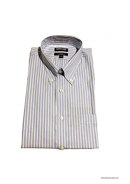 Kirkland Signature Men's Traditional Fit Non-Iron Button Down Collar Dress Shirt (L 16.5 x 32/33)