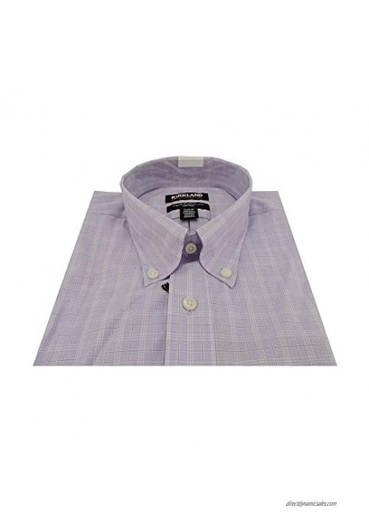 Kirkland Signature Non-Iron Long-Sleeves Traditional Fit Dress Shirt in Purple Plaid 16 x 34/35