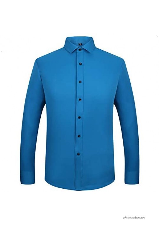 LIBODU Long Sleeved Shirt for Men Slim Fit Male Social Business Dress Work Shirt Men Business Shirts Formal US 2XL
