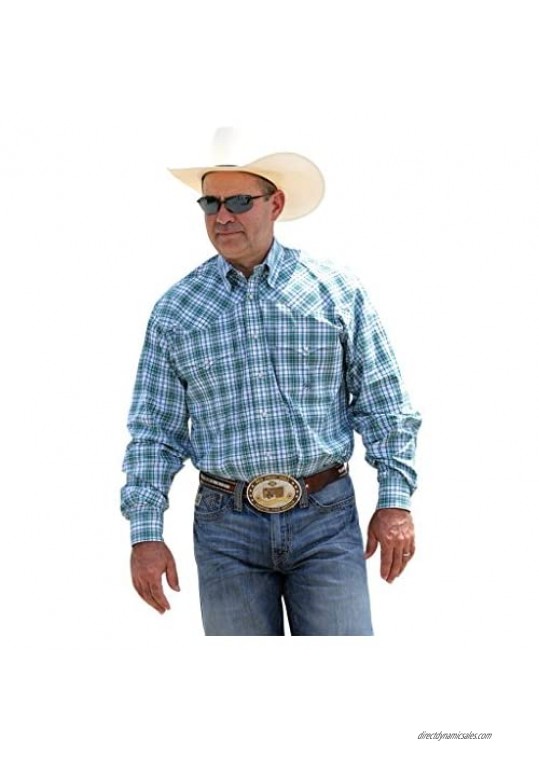 Miller Ranch Western Shirt Men Long Sleeve Plaid Snap White DTW2201059