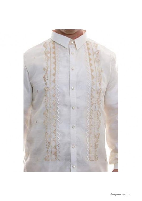 Organza Pina Barong Tagalog with Lining 003 - Full-Open Buttons - Traditional Filipino Clothing