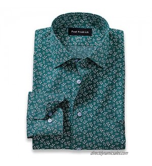 Paul Fredrick Men's Classic Fit Non-Iron Cotton Floral Print Dress Shirt