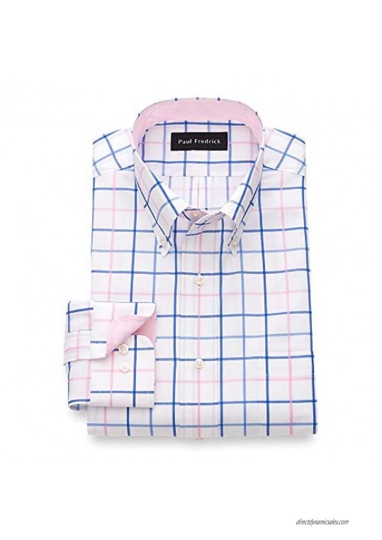 Paul Fredrick Men's Classic Fit Pure Cotton Tattersall Dress Shirt