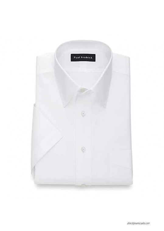 Paul Fredrick Men's Pinpoint Straight Collar Short Sleeve Dress Shirt