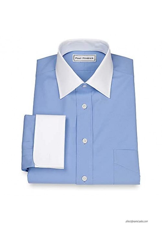 Paul Fredrick Men's Slim Fit Cotton Broadcloth White Spread Collar Dress Shirt