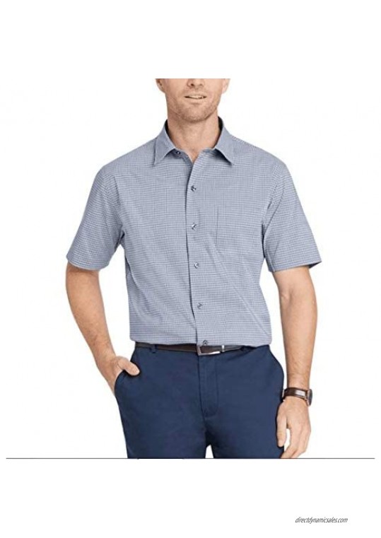 Van Heusen Men's Classic Fit Flex Stretch Short Sleeve Shirt Blue Pattern