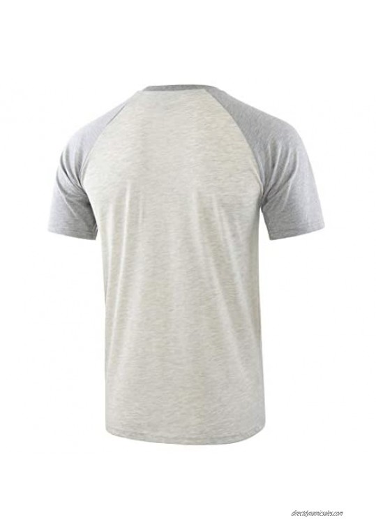 Estepoba Mens Casual Vintage Short Raglan Sleeve V-Neck Baseball Active T Shirt