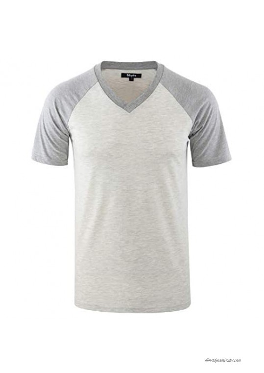 Estepoba Mens Casual Vintage Short Raglan Sleeve V-Neck Baseball Active T Shirt