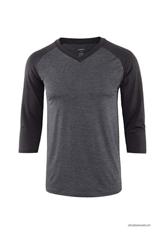 HARBETH Men's Quick Dry Tagless Outdoor 3/4 Sleeve Gym Hiking Athletic T Shirts