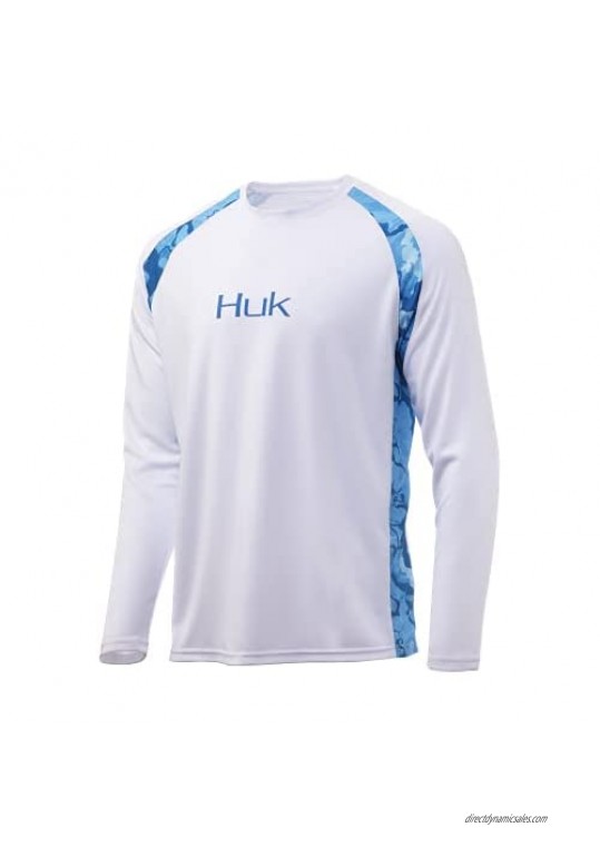 Huk Men's Strike Solid Long Sleeve Shirt | Long Sleeve Performance Fishing Shirt With +30 UPF Sun Protection & Water Repellent & Stain Resistant Material White X-Large