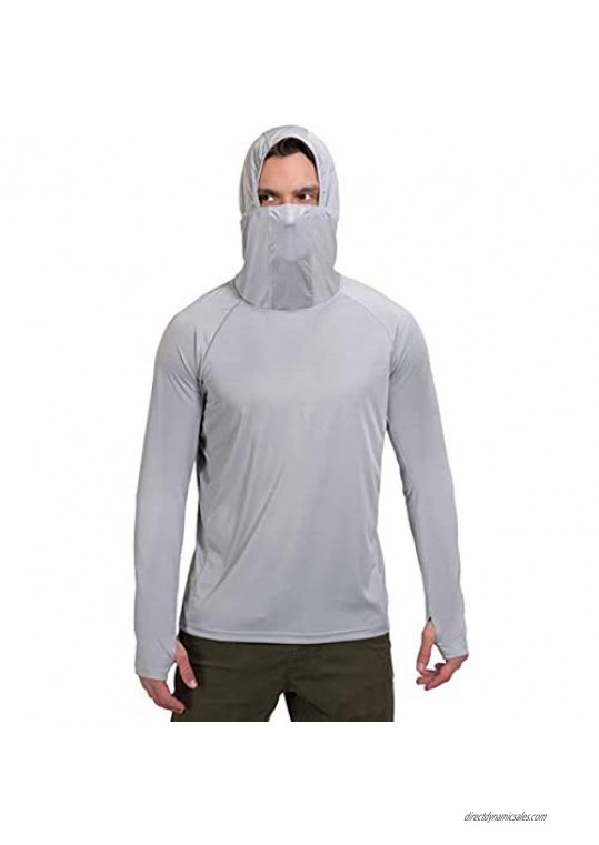 Men's Face Mask Sun Protection Hoodies Shirt Quick Dry Outdoor Long Sleeve Hiking Fishing Clothing