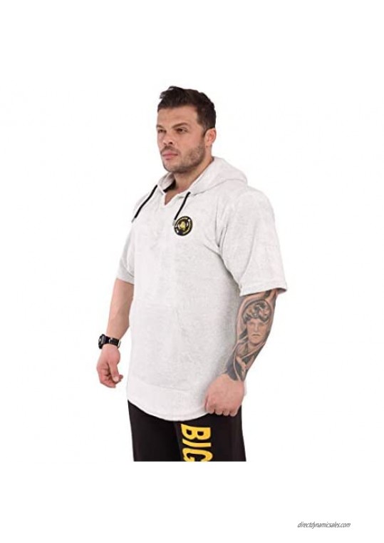 Men's Hooded Gym T-Shirt with Pockets | Oversize Towel Texture Cotton Comfort Design Performance Top