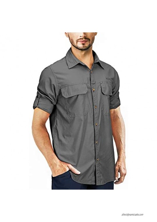 Men's Long Sleeve Shirt UPF 50+ UV Sun Protection Hiking Fishing Shirt Quick Dry Water-Resistant Wrinkle-Free