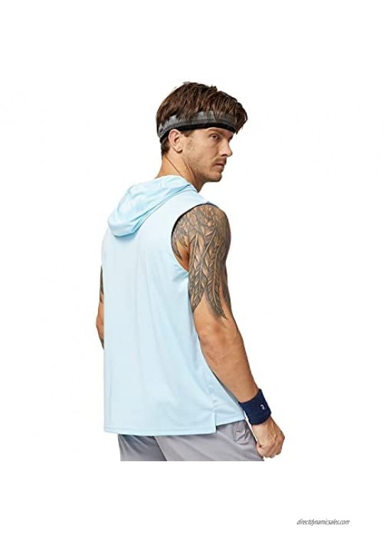 MIER Men's Athletic Sleeveless Hoodie Tank Tops UPF 50+ Quick Dry Workout Running Shirts Lightweight Performance Rash Guard