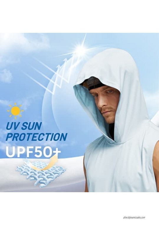 MIER Men's Athletic Sleeveless Hoodie Tank Tops UPF 50+ Quick Dry Workout Running Shirts Lightweight Performance Rash Guard