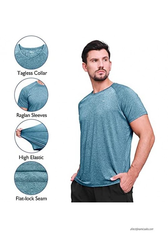 Nomolen Men's Dry Fit T-Shirts Raglan Athletic Short Sleeve T-Shirt Cooling Performance Workout Running Gym